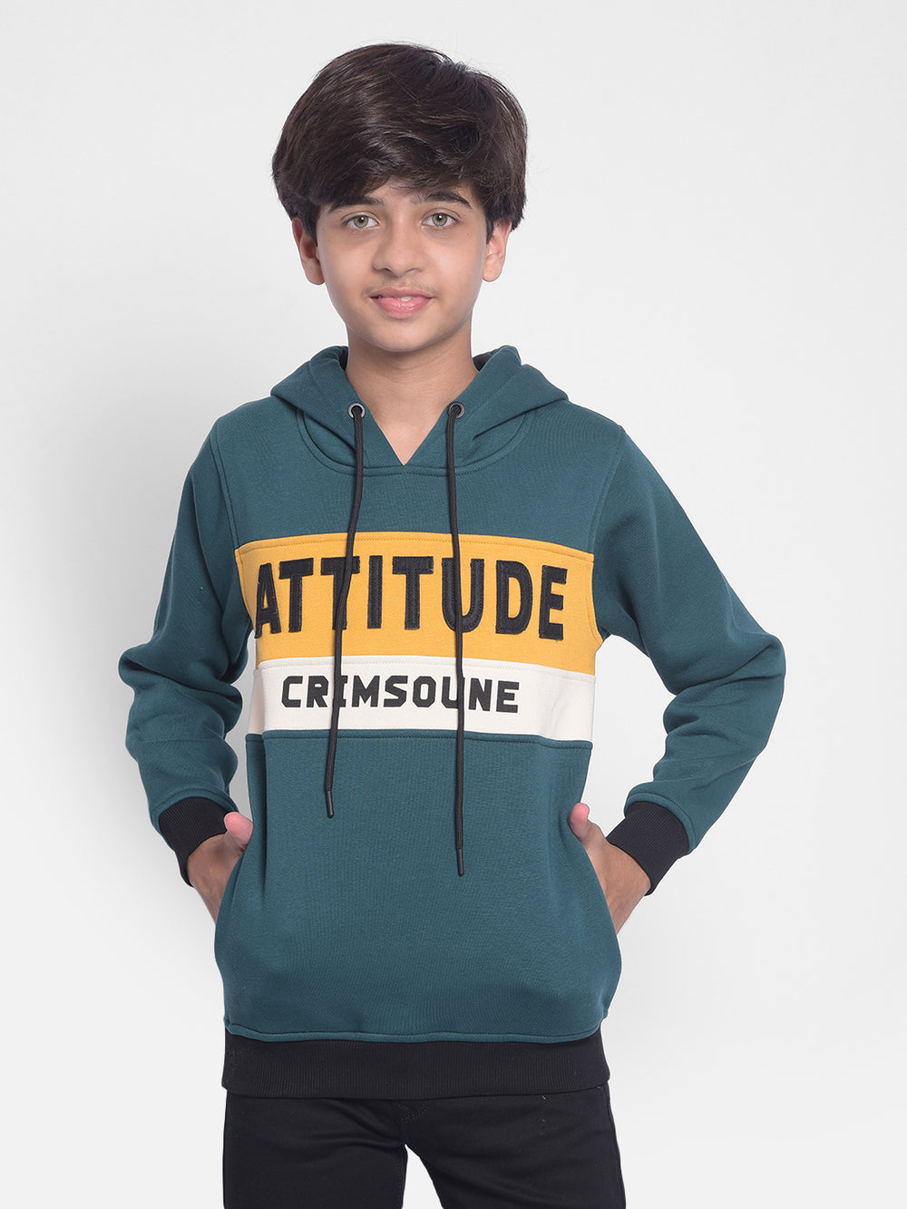 Green Printed Hooded Sweatshirt-Boys Sweatshirts-Crimsoune Club