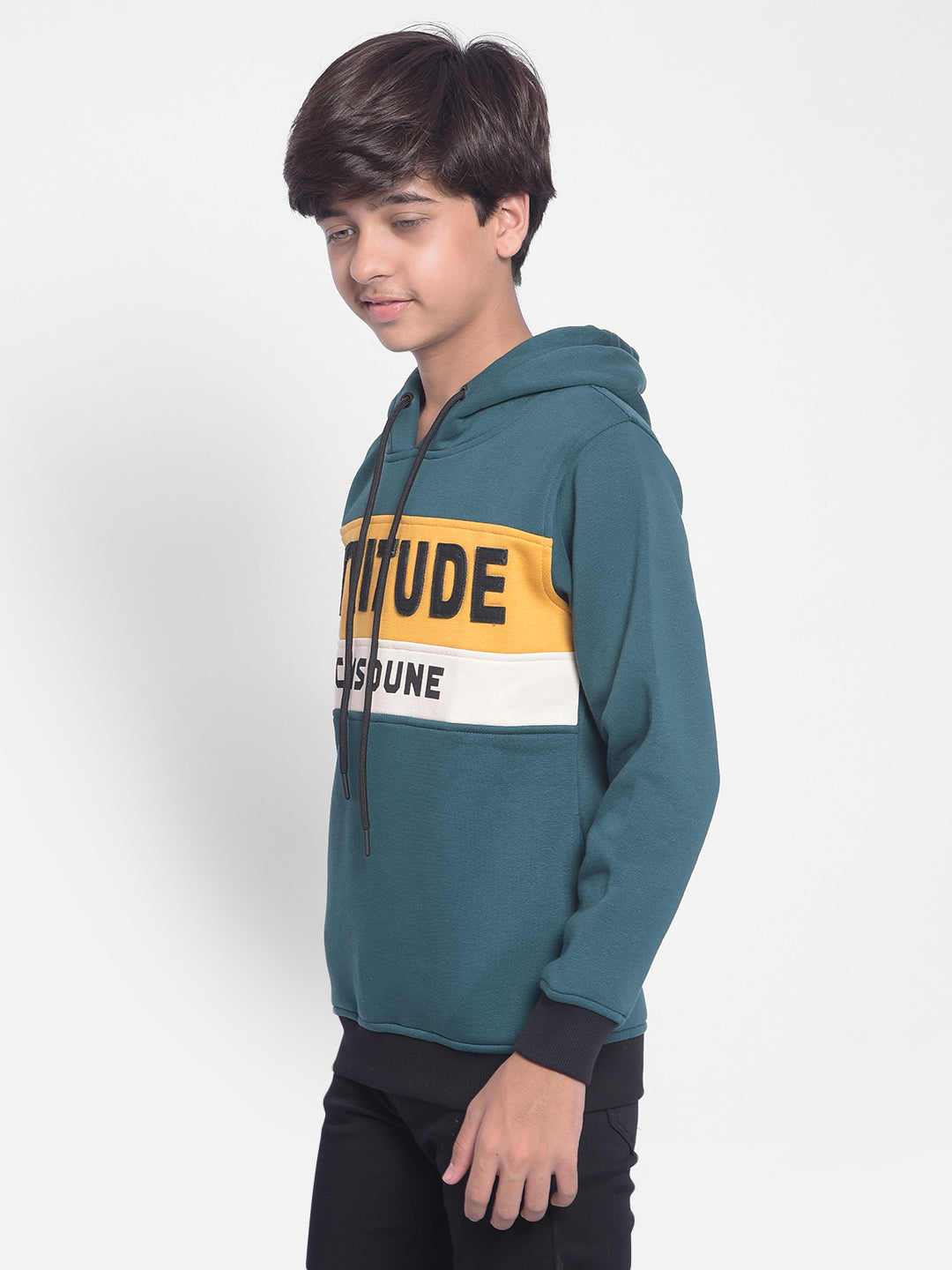 Green Printed Hooded Sweatshirt-Boys Sweatshirts-Crimsoune Club