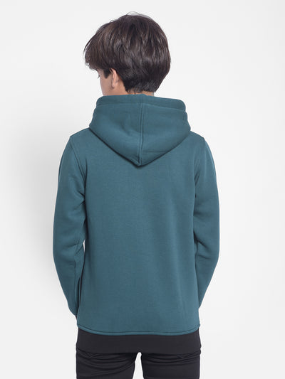 Green Printed Hooded Sweatshirt-Boys Sweatshirts-Crimsoune Club