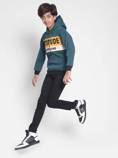 Green Printed Hooded Sweatshirt-Boys Sweatshirts-Crimsoune Club