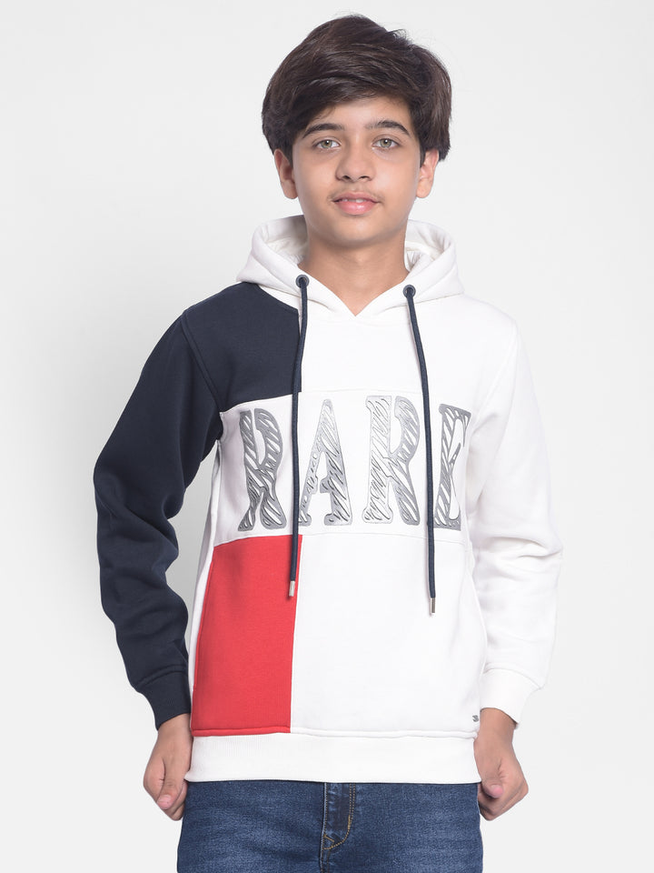 White Colourblocked Hooded Sweatshirt-Boys Sweatshirts-Crimsoune Club