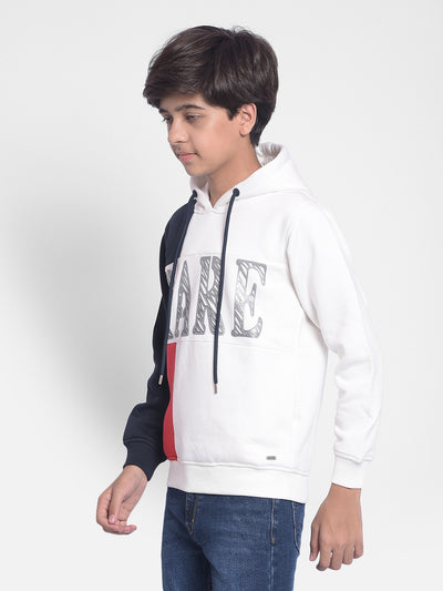 White Colourblocked Hooded Sweatshirt-Boys Sweatshirts-Crimsoune Club