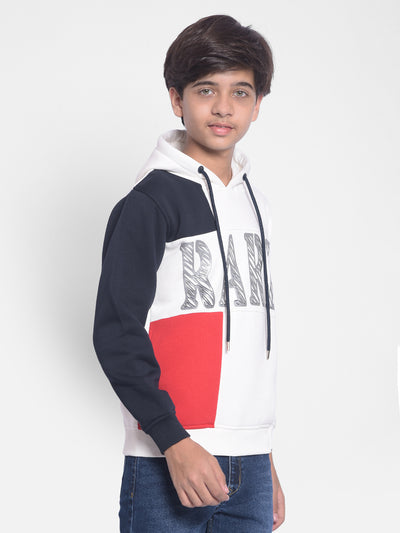 White Colourblocked Hooded Sweatshirt-Boys Sweatshirts-Crimsoune Club