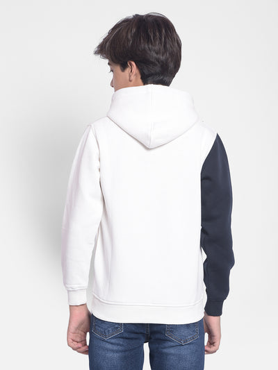 White Colourblocked Hooded Sweatshirt-Boys Sweatshirts-Crimsoune Club
