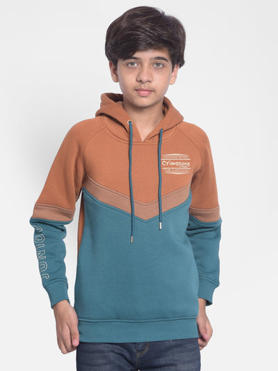 Orange Colourblocked Sweatshirt With Hood-Boys Sweatshirt-Crimsoune Club