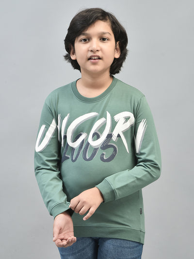 Green Printed Sweatshirt-Boys Sweatshirts-Crimsoune Club