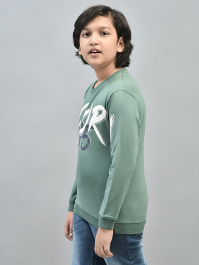 Green Printed Sweatshirt-Boys Sweatshirts-Crimsoune Club
