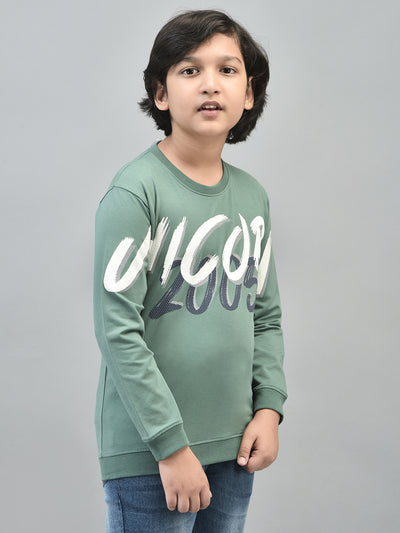 Green Printed Sweatshirt-Boys Sweatshirts-Crimsoune Club