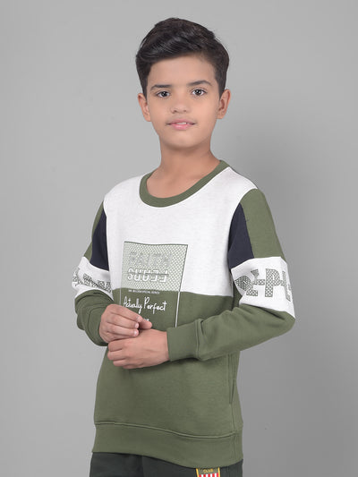 Olive Printed Sweatshirt-Boys Sweatshirts-Crimsoune Club