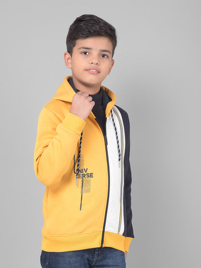 Yellow Colourblocked Hooded Sweatshirt-Boys Sweatshirts-Crimsoune Club