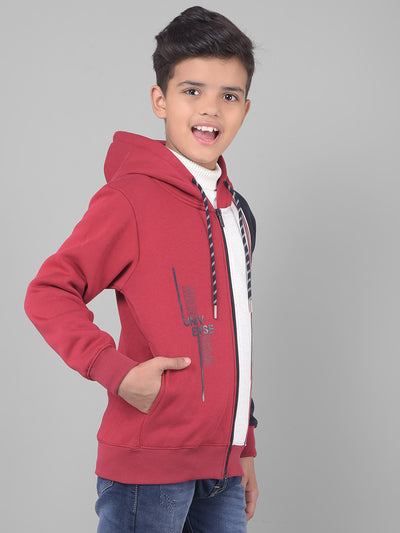 Red Colourblocked Hooded Sweatshirt-Boys Sweatshirts-Crimsoune Club