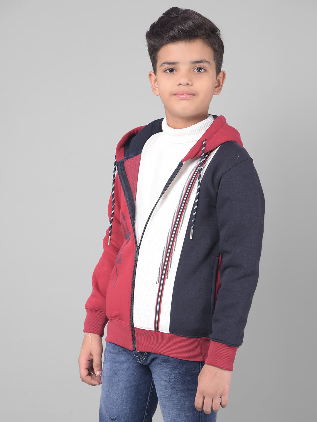 Red Colourblocked Hooded Sweatshirt-Boys Sweatshirts-Crimsoune Club