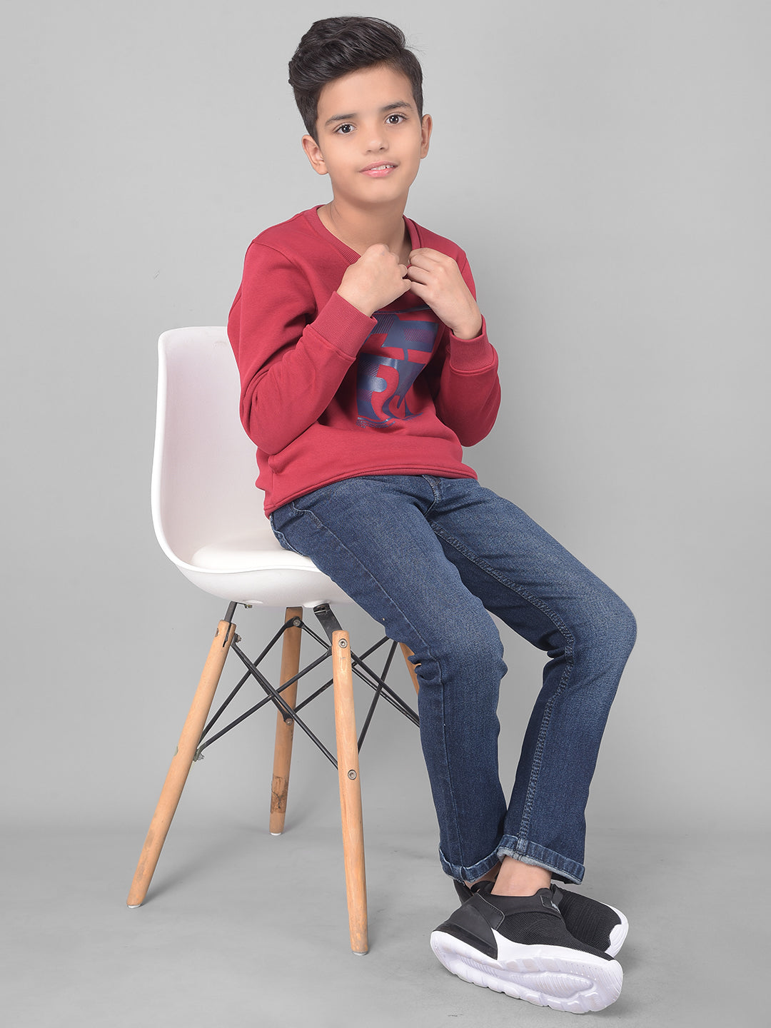 Red Printed Sweatshirt-Boys Sweatshirts-Crimsoune Club