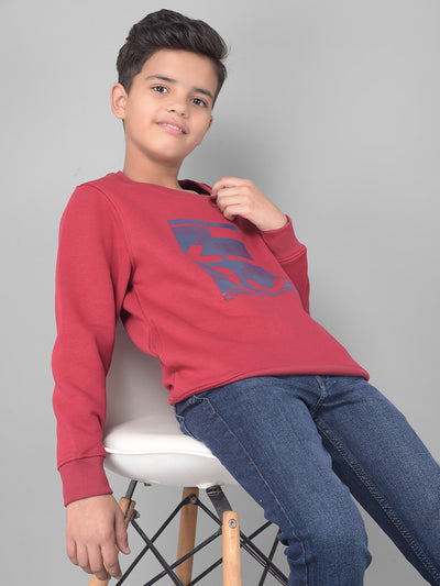 Red Printed Sweatshirt-Boys Sweatshirts-Crimsoune Club