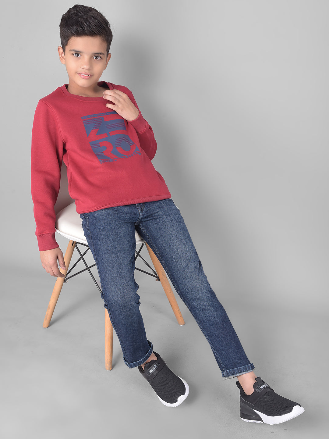 Red Printed Sweatshirt-Boys Sweatshirts-Crimsoune Club