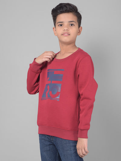 Red Printed Sweatshirt-Boys Sweatshirts-Crimsoune Club