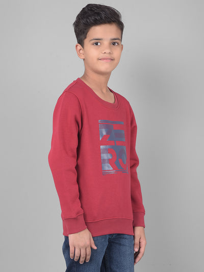 Red Printed Sweatshirt-Boys Sweatshirts-Crimsoune Club