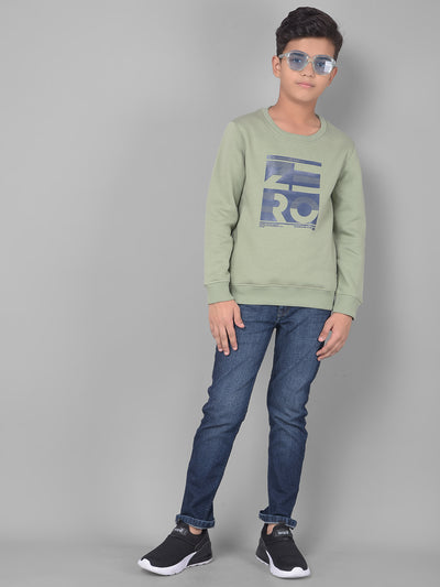 Green Printed Sweatshirt-Boys Sweatshirts-Crimsoune Club