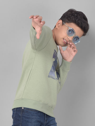 Green Printed Sweatshirt-Boys Sweatshirts-Crimsoune Club