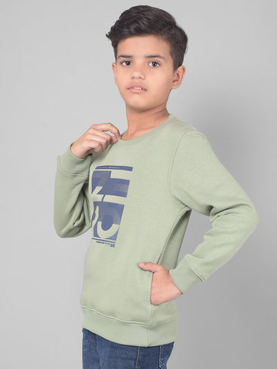 Green Printed Sweatshirt-Boys Sweatshirts-Crimsoune Club