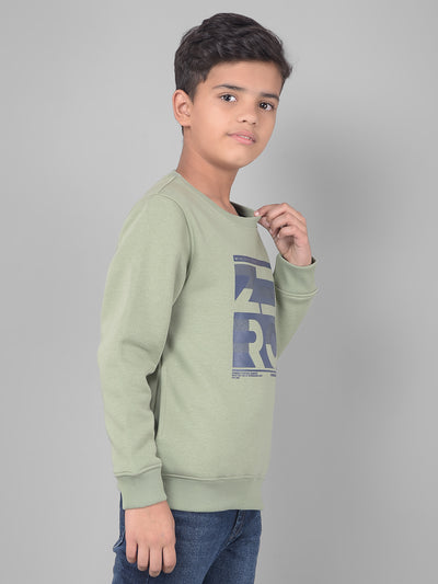 Green Printed Sweatshirt-Boys Sweatshirts-Crimsoune Club