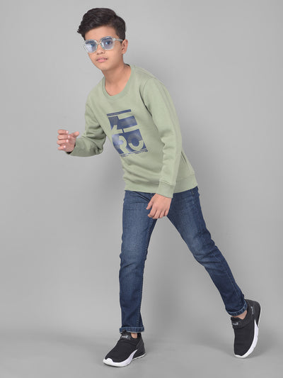 Green Printed Sweatshirt-Boys Sweatshirts-Crimsoune Club