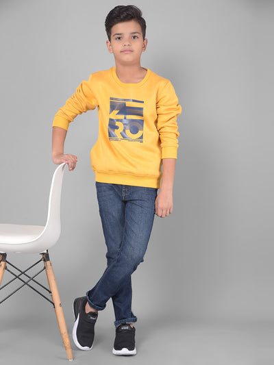 Mustard Printed Sweatshirt-Boys Sweatshirts-Crimsoune Club