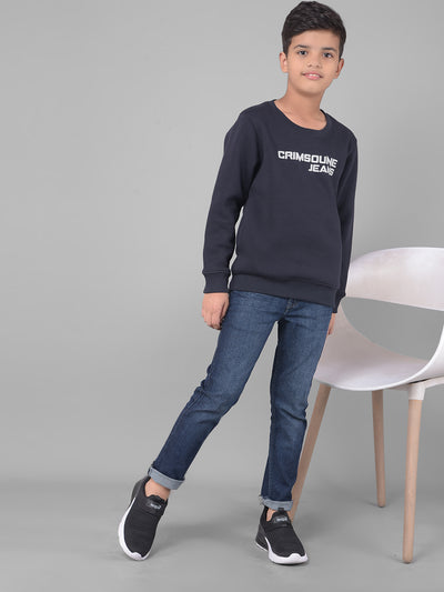 Navy Blue Printed Sweatshirt-Boys Sweatshirts-Crimsoune Club