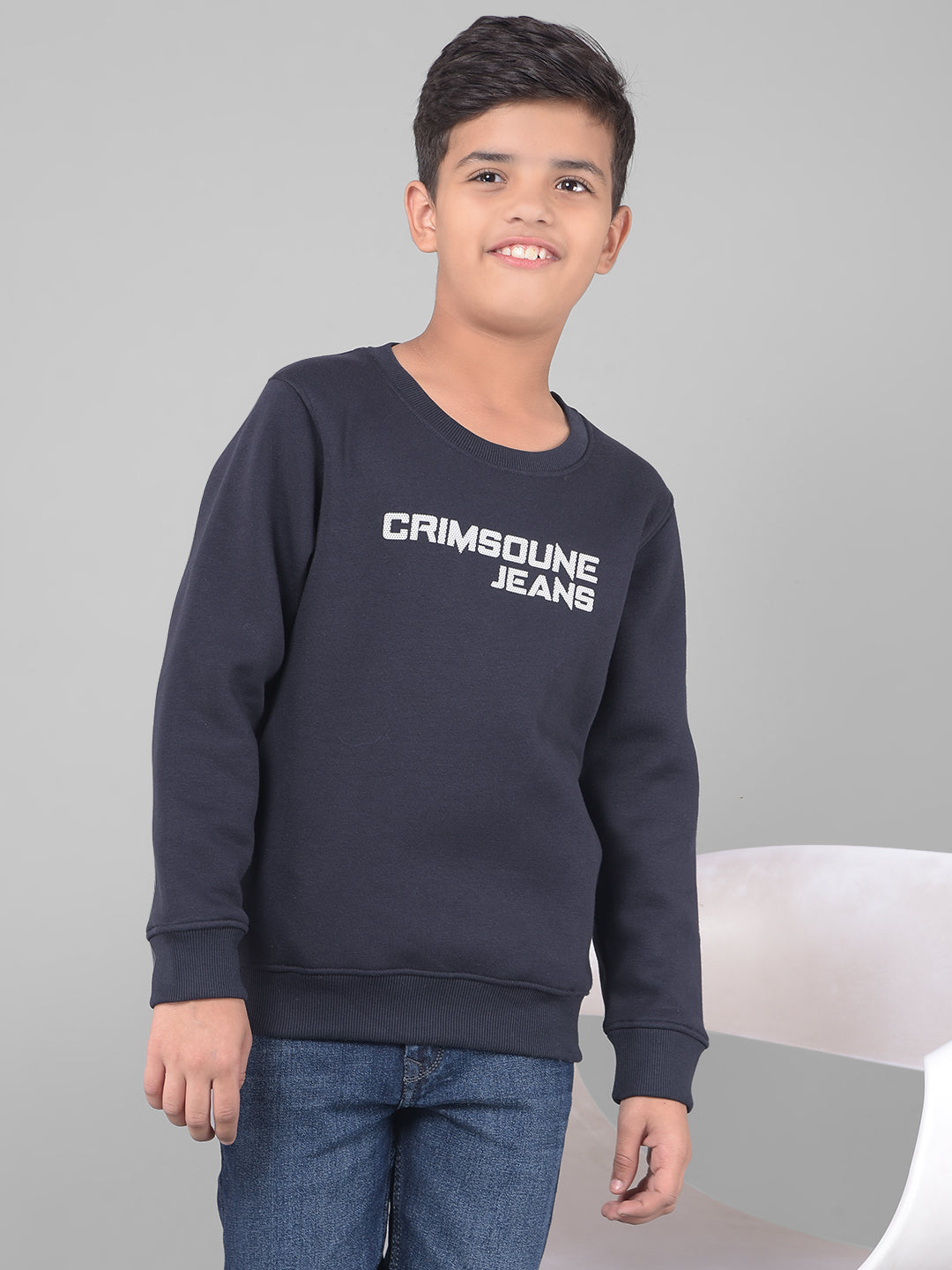 Navy Blue Printed Sweatshirt-Boys Sweatshirts-Crimsoune Club