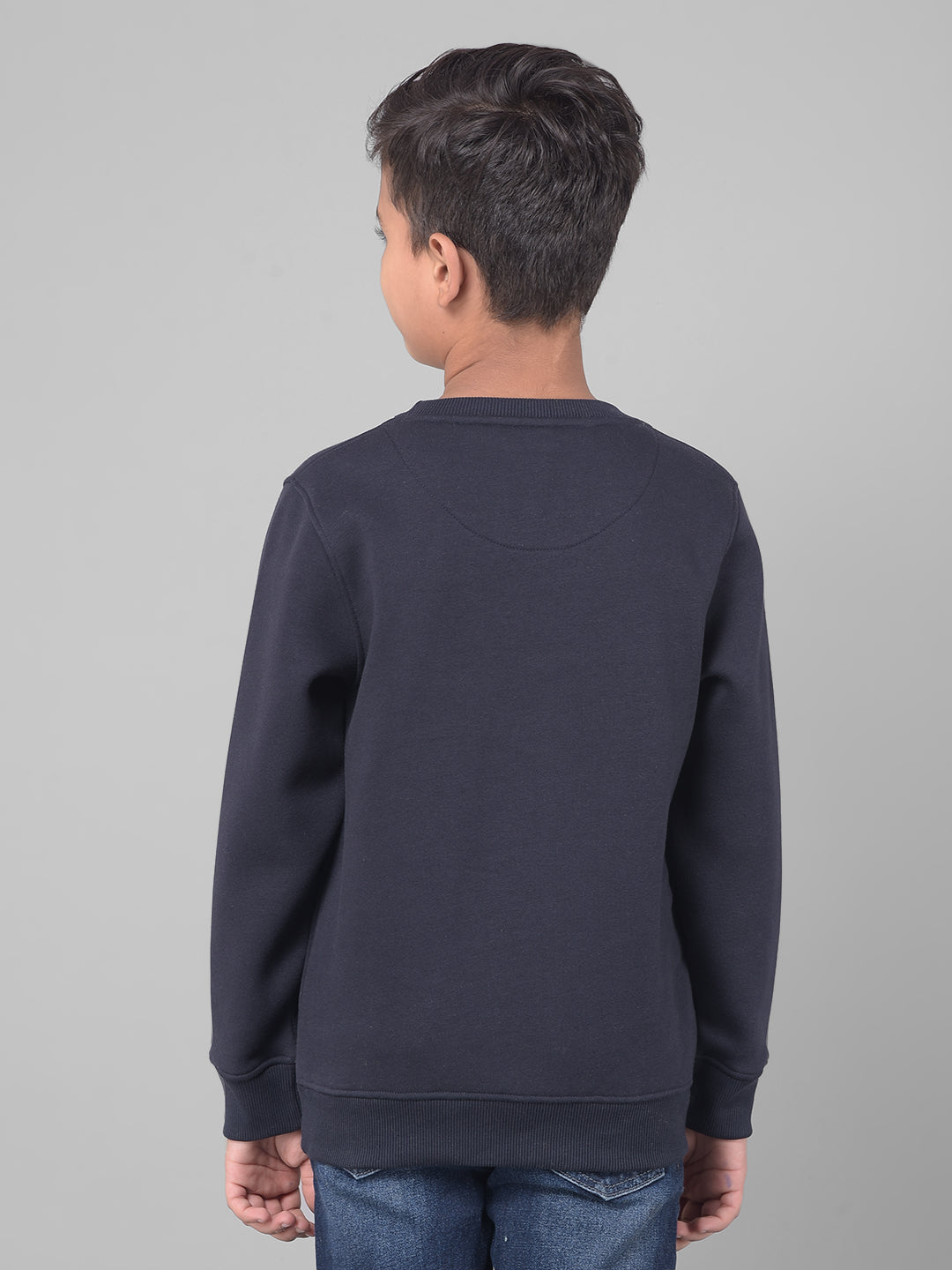 Navy Blue Printed Sweatshirt-Boys Sweatshirts-Crimsoune Club