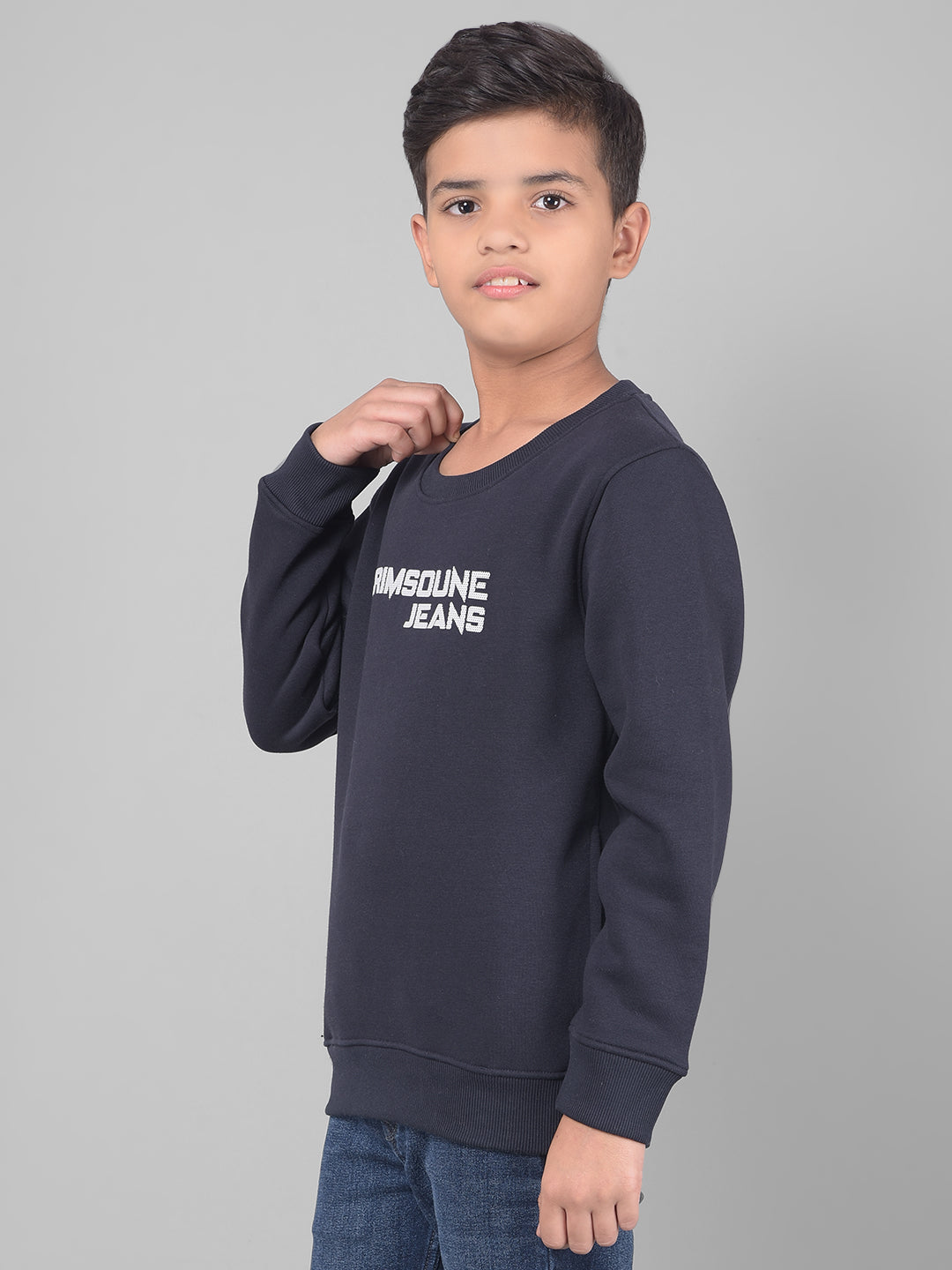 Navy Blue Printed Sweatshirt-Boys Sweatshirts-Crimsoune Club