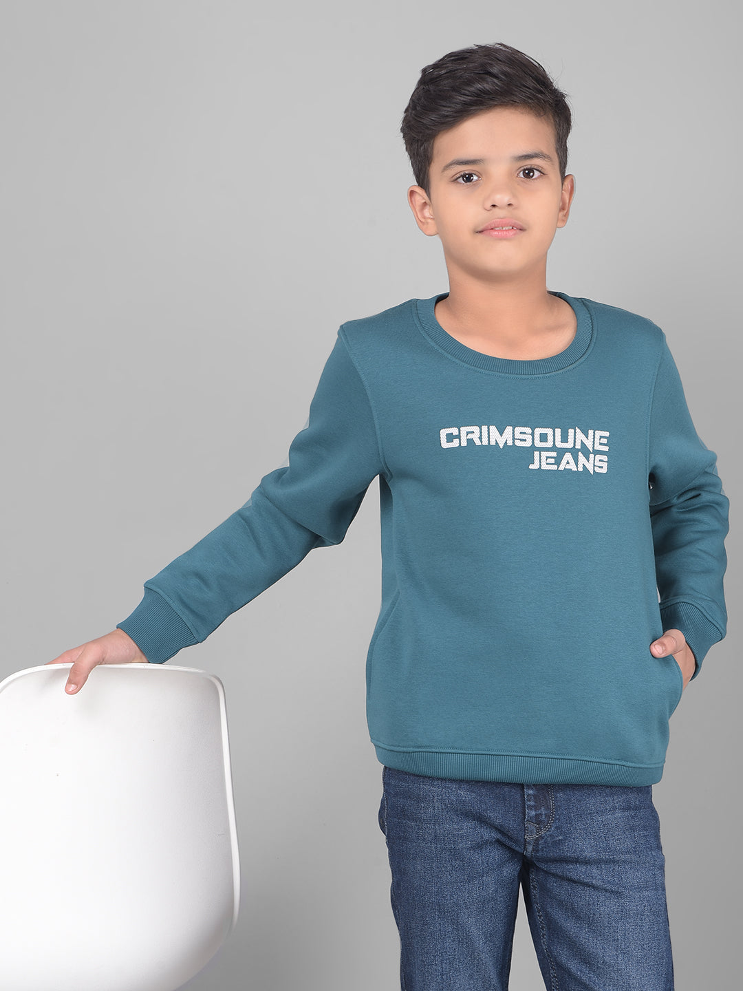 Green Printed Sweatshirt-Boys Sweatshirts-Crimsoune Club