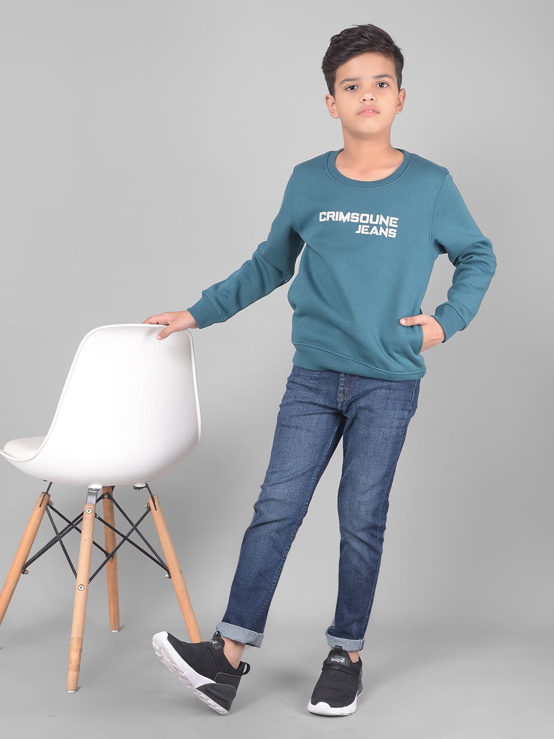 Green Printed Sweatshirt-Boys Sweatshirts-Crimsoune Club