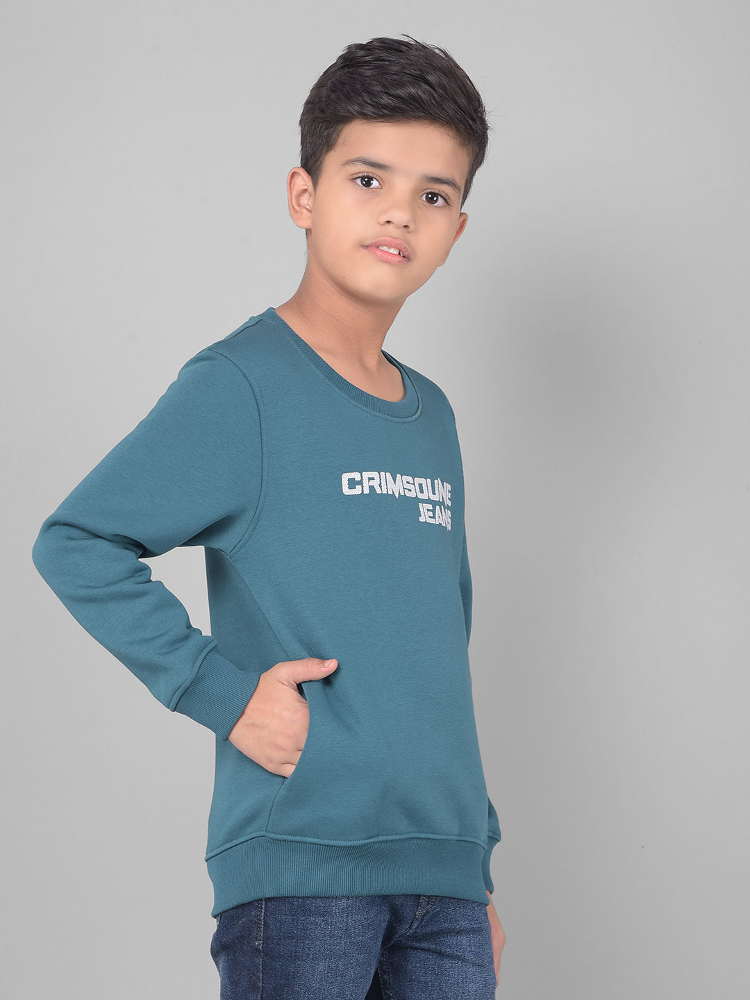 Green Printed Sweatshirt-Boys Sweatshirts-Crimsoune Club