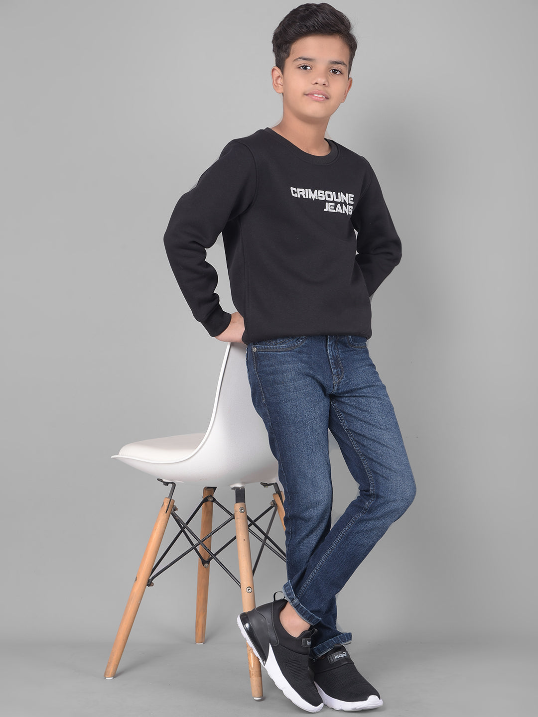 Black Printed Sweatshirt-Boys Sweatshirts-Crimsoune Club