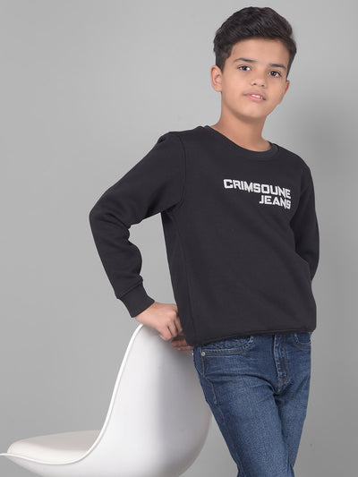 Black Printed Sweatshirt-Boys Sweatshirts-Crimsoune Club