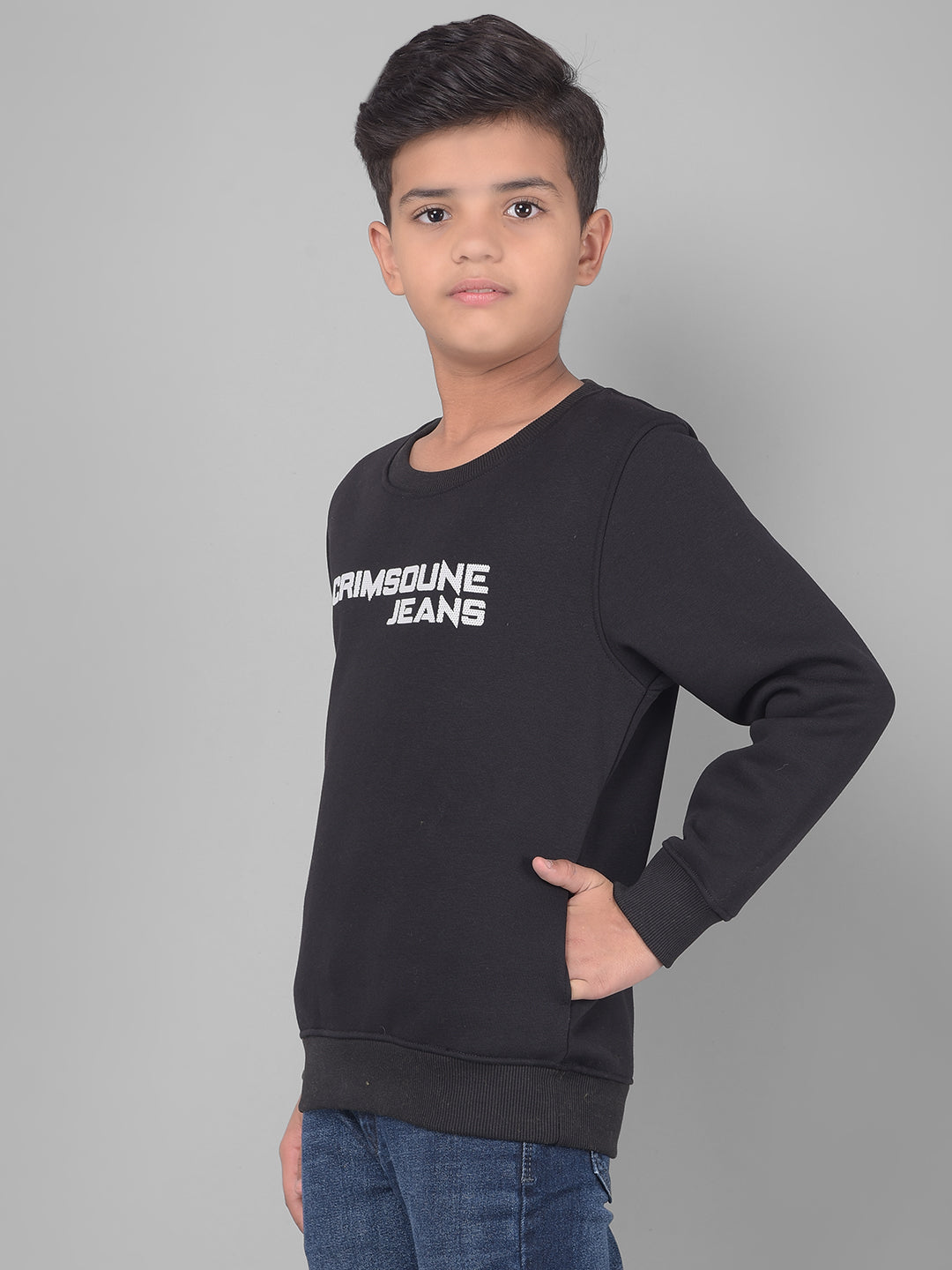 Black Printed Sweatshirt-Boys Sweatshirts-Crimsoune Club