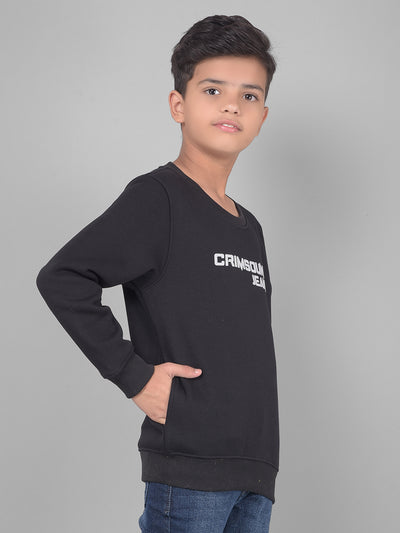 Black Printed Sweatshirt-Boys Sweatshirts-Crimsoune Club