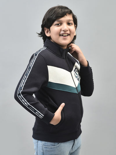 Navy Blue Printed Sweatshirt-Boys Sweatshirts-Crimsoune Club