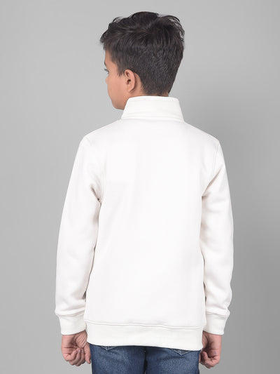 White Striped Sweatshirt-Boys Sweatshirts-Crimsoune Club