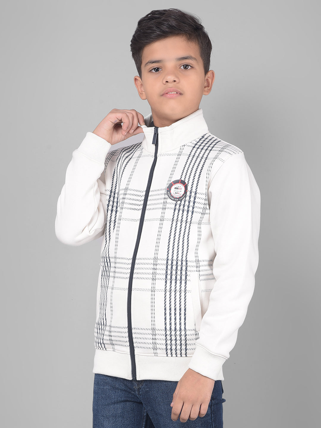 White Striped Sweatshirt-Boys Sweatshirts-Crimsoune Club