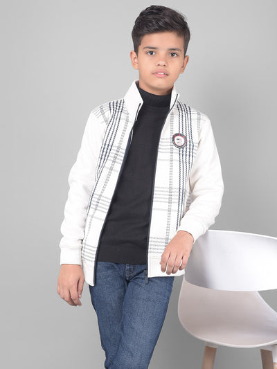 White Striped Sweatshirt-Boys Sweatshirts-Crimsoune Club