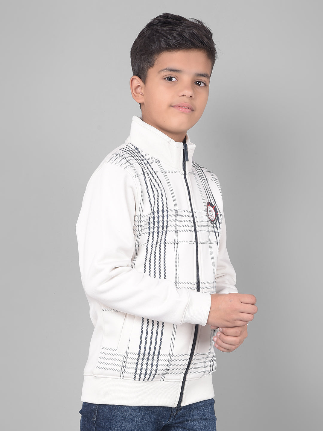 White Striped Sweatshirt-Boys Sweatshirts-Crimsoune Club