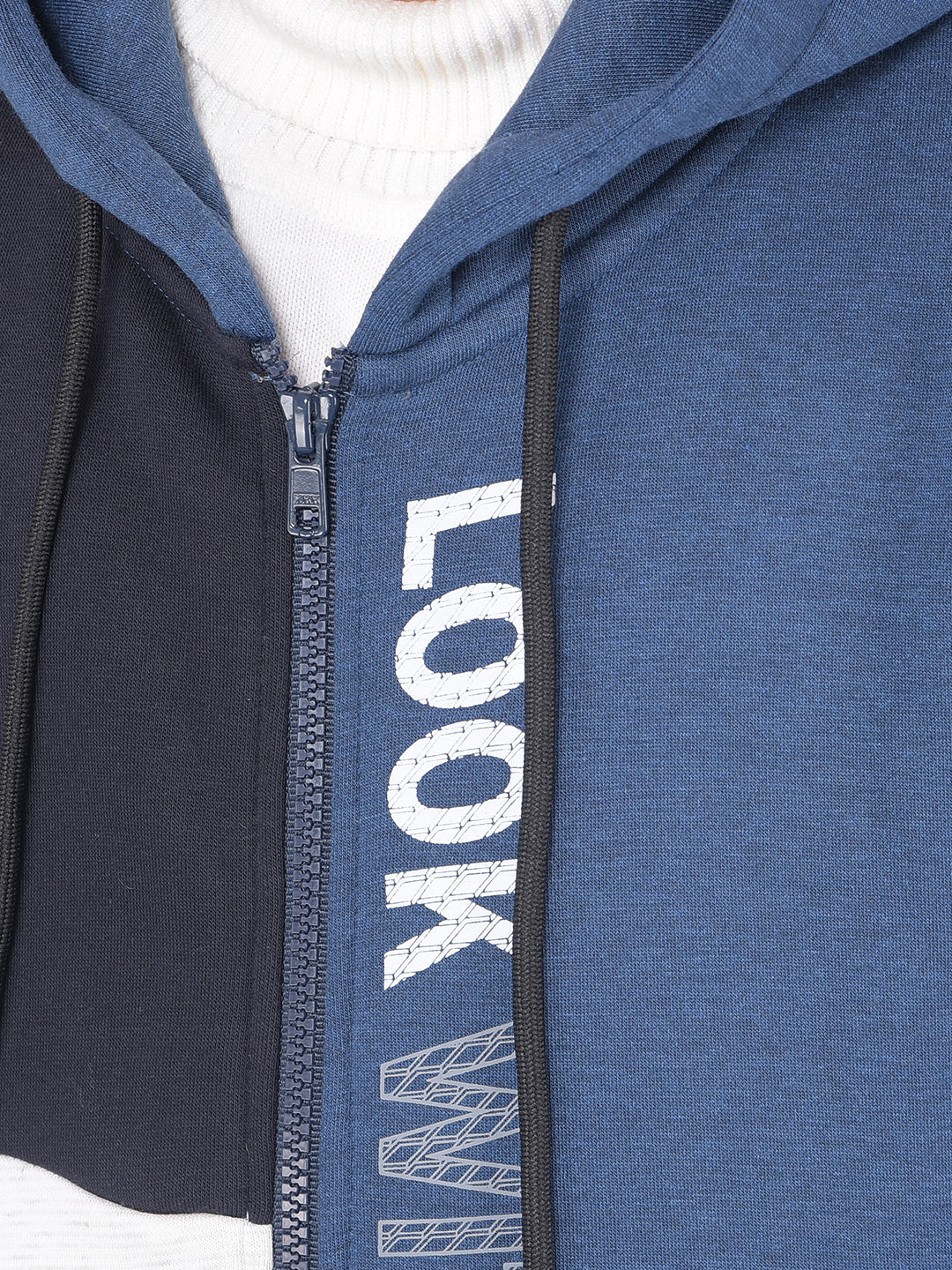 Blue Colourblocked Hooded Sweatshirt-Boys Sweatshirts-Crimsoune Club