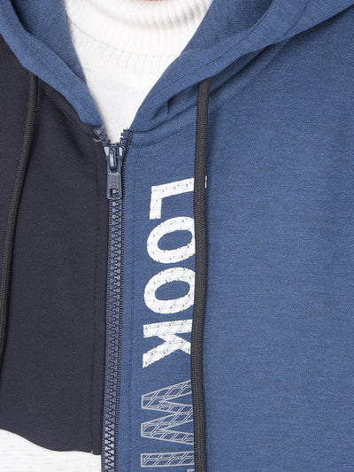 Blue Colourblocked Hooded Sweatshirt-Boys Sweatshirts-Crimsoune Club