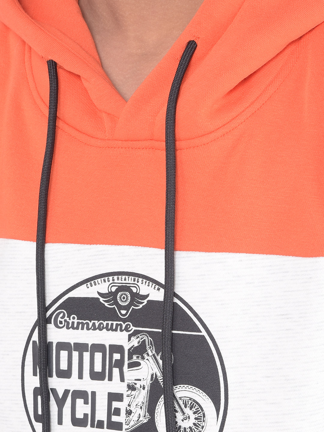 Orange Colourblocked Hooded Sweatshirt-Boys Sweatshirts-Crimsoune Club