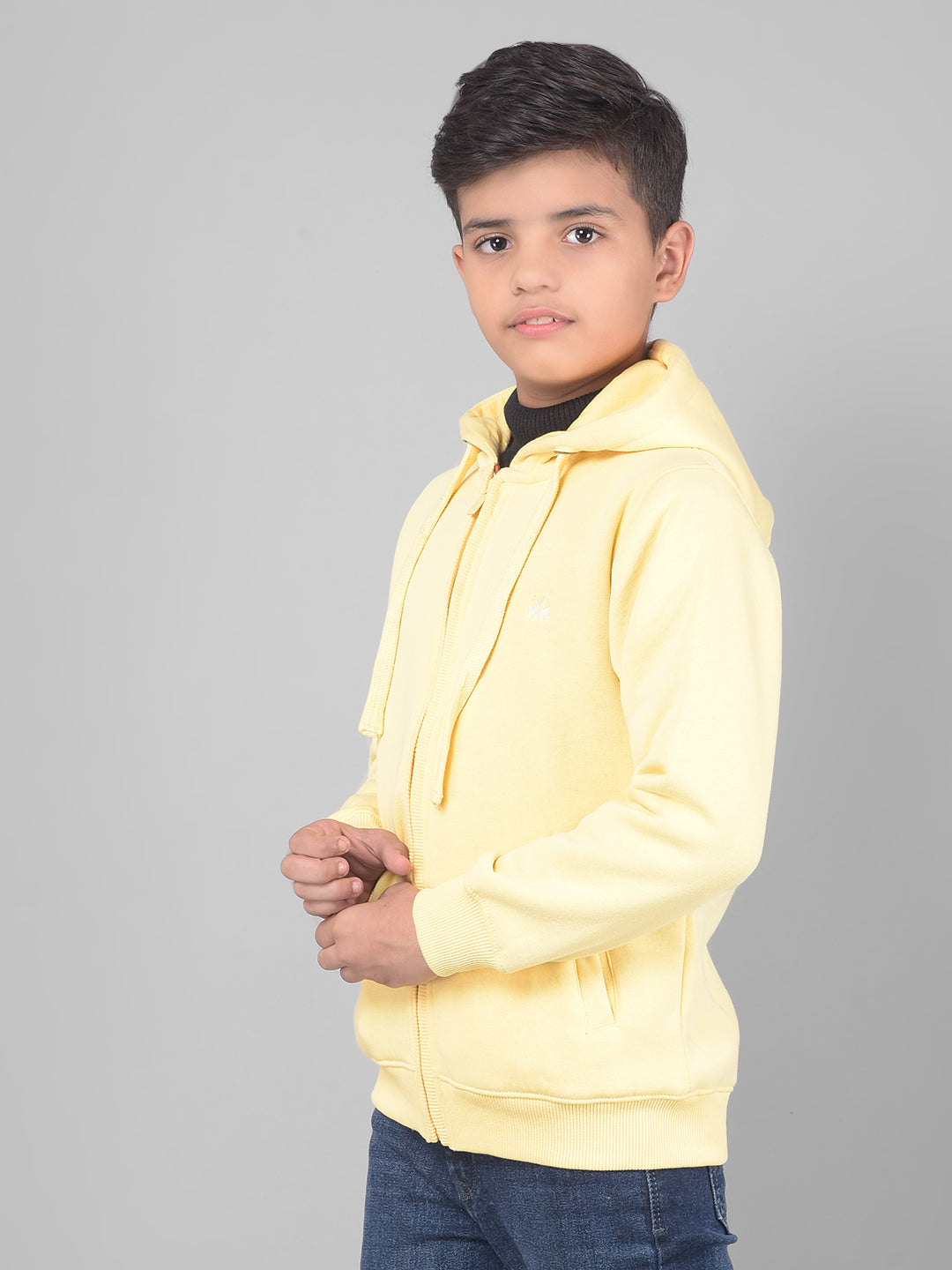 Yellow Hooded Sweatshirt-Boys Sweatshirts-Crimsoune Club