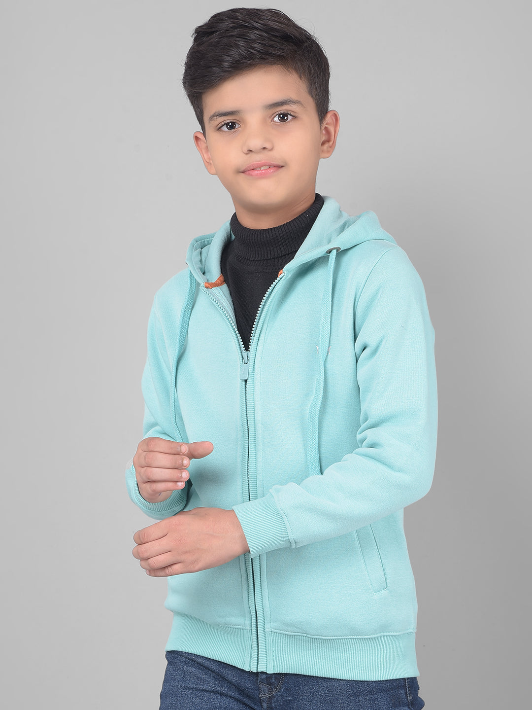 Mint-Green Hooded Sweatshirt-Boys Sweatshirts-Crimsoune Club