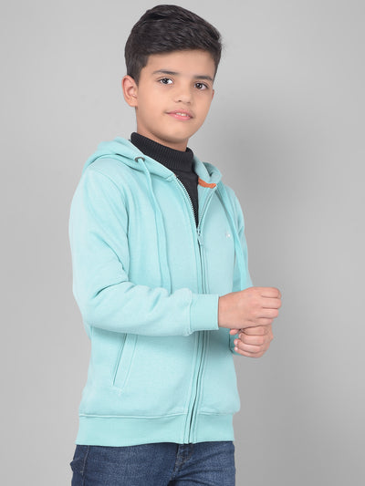 Mint-Green Hooded Sweatshirt-Boys Sweatshirts-Crimsoune Club