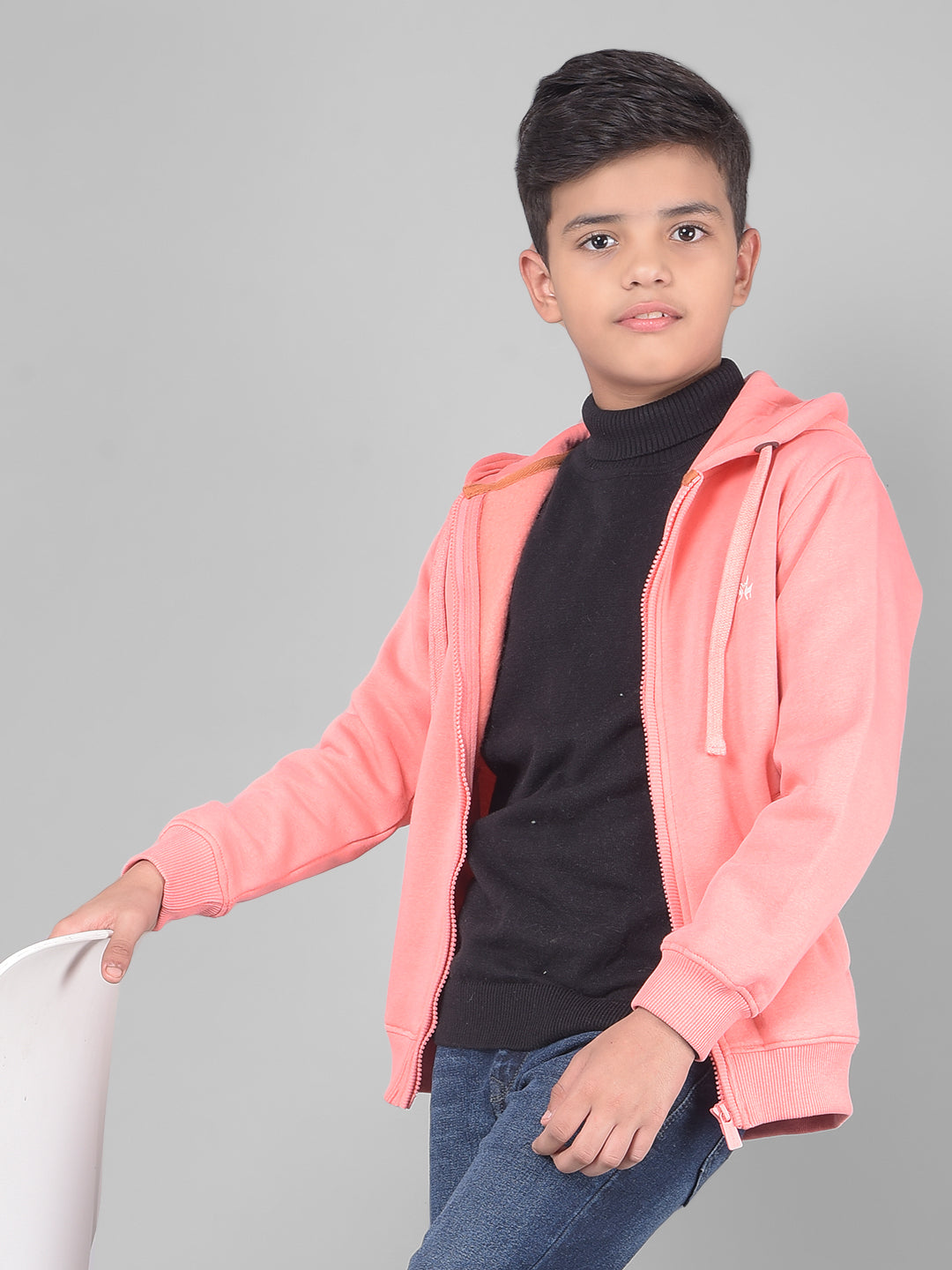 Peach Hooded Sweatshirt-Boys Sweatshirts-Crimsoune Club